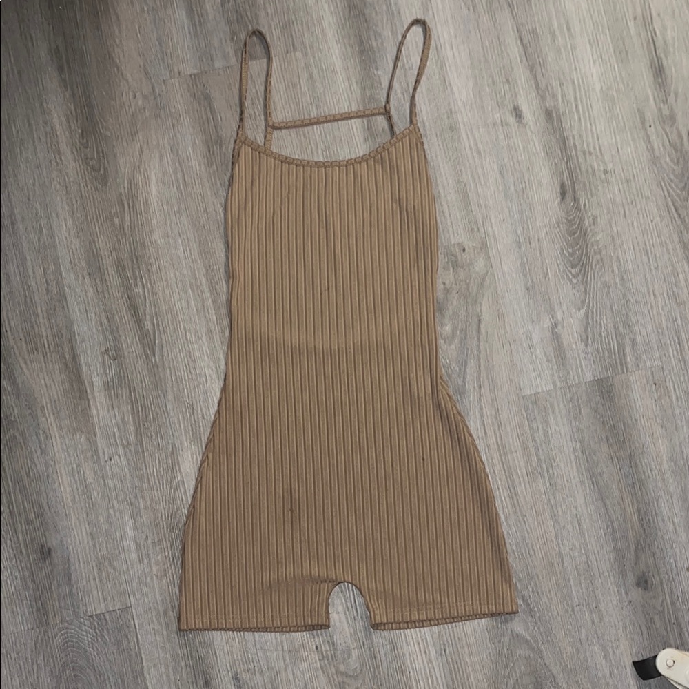 Ribbed Brown Jumpsuit
